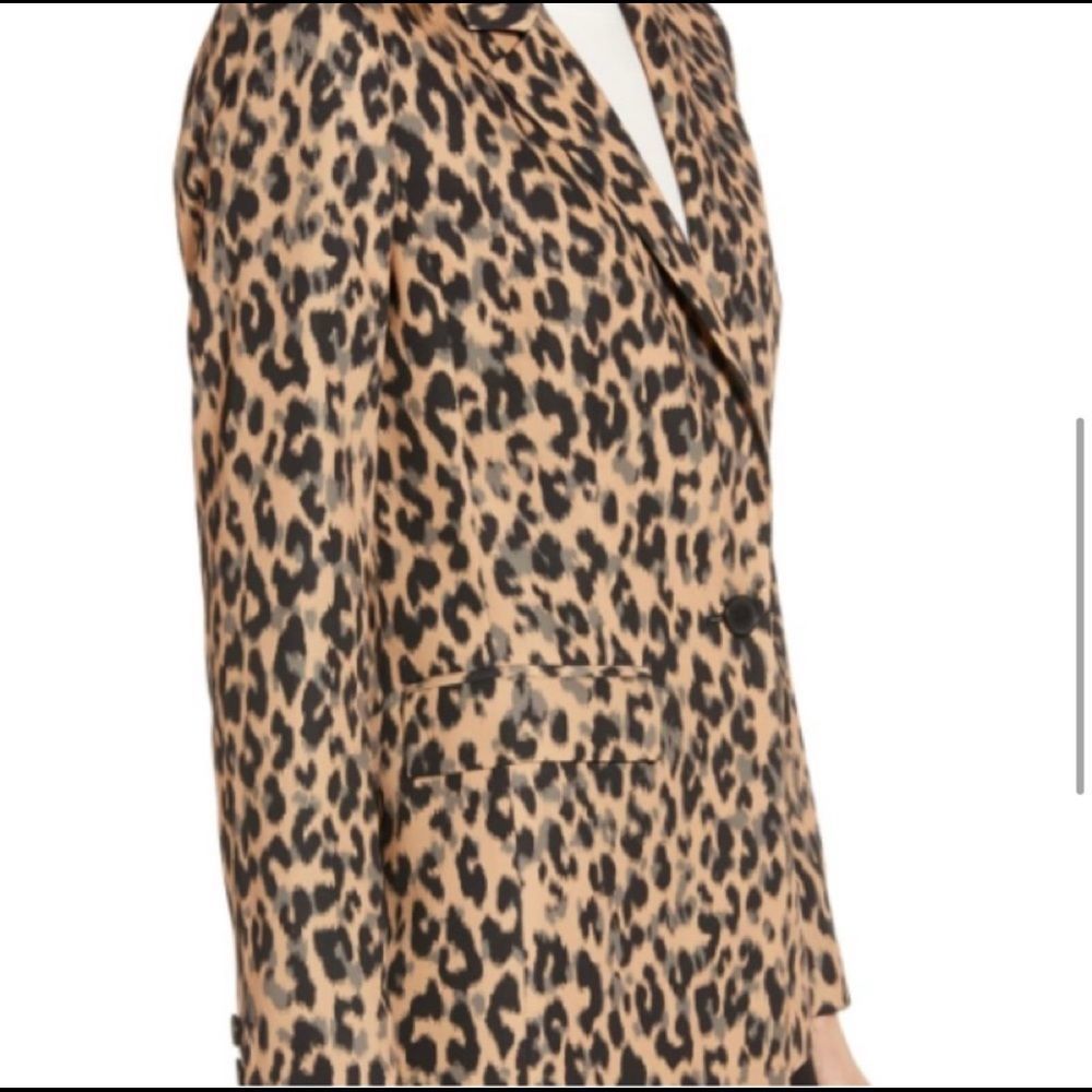 New Halogen Nordstrom Taupe Animal Print Leopard One Button Blazer XXS Petite - Picture 12 of 12